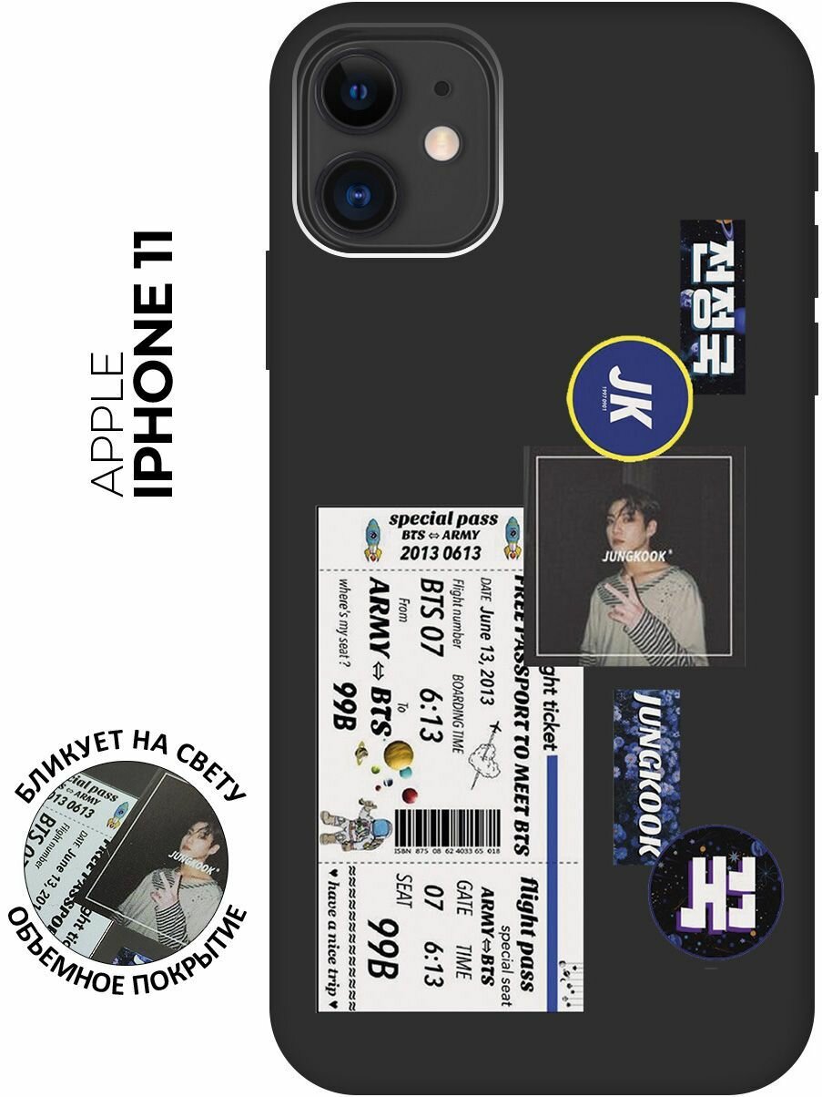 Силиконовый чехол на Apple iPhone 11 / Эпл Айфон 11 с рисунком "BTS Stickers" Soft Touch черный