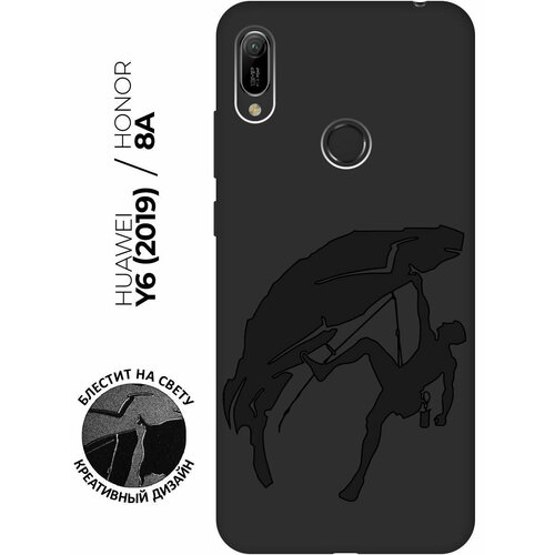 Матовый чехол Climbing для Huawei Y6 (2019) / Y6 Prime (2019) / Honor 8A / 8A Pro / Хонор 8а / Хонор 8а Про / Хуавей У6 2019 / Хуавей У6 Прайм 2019 с эффектом блика черный матовый чехол basketball для huawei y6 2019 y6 prime 2019 honor 8a 8a pro хонор 8а хонор 8а про хуавей у6 2019 хуавей у6 прайм 2019 с эффектом блика черный