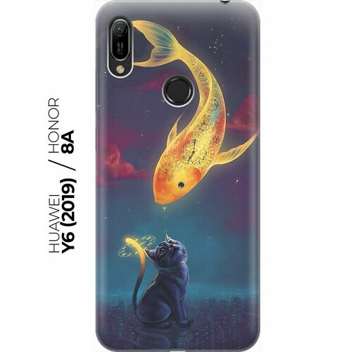 RE: PA Накладка Transparent для Huawei Y6 (2019) / Honor 8A с принтом Кот и рыбка