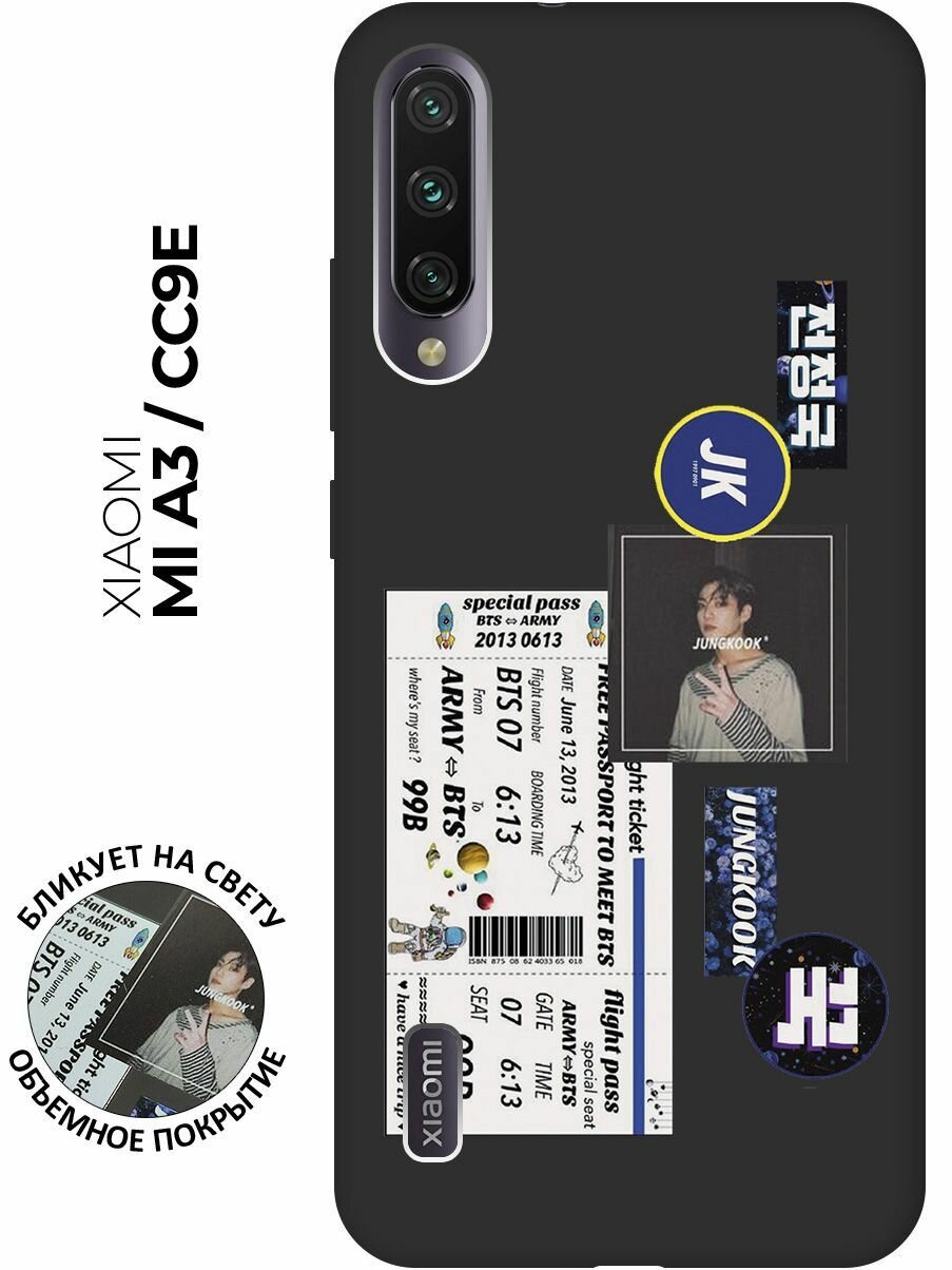 Матовый чехол BTS Stickers для Xiaomi Mi A3 / CC9e / Сяоми Ми А3 / Ми СС9е с 3D эффектом черный