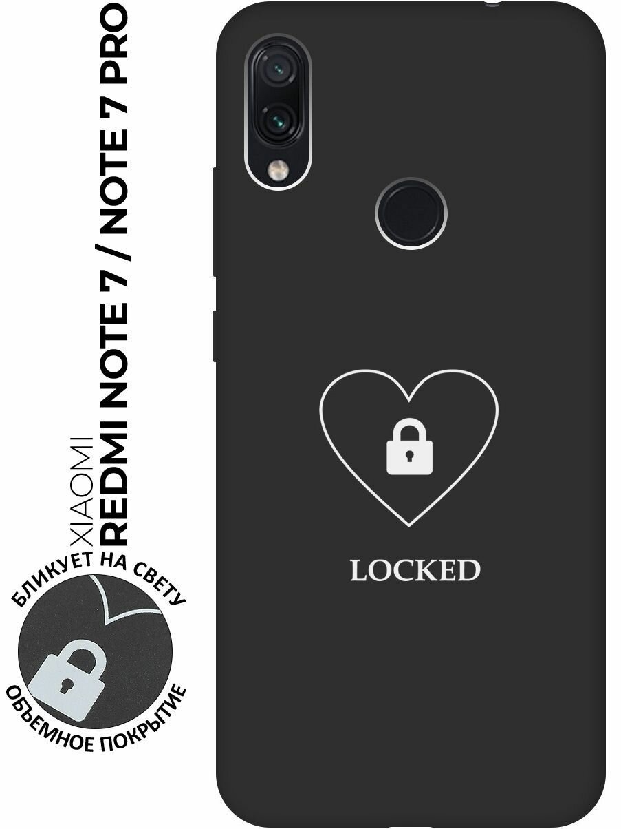 Матовый чехол Locked W для Xiaomi Redmi Note 7 / Note 7 Pro / Сяоми Редми Ноут 7 / Ноут 7 Про с 3D эффектом черный