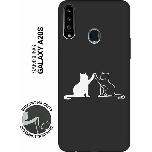 Матовый Soft Touch силиконовый чехол на Samsung Galaxy A20s, Самсунг А20с с 3D принтом Cats W черный матовый soft touch силиконовый чехол на samsung galaxy a20s самсунг а20с с 3d принтом kiss черный