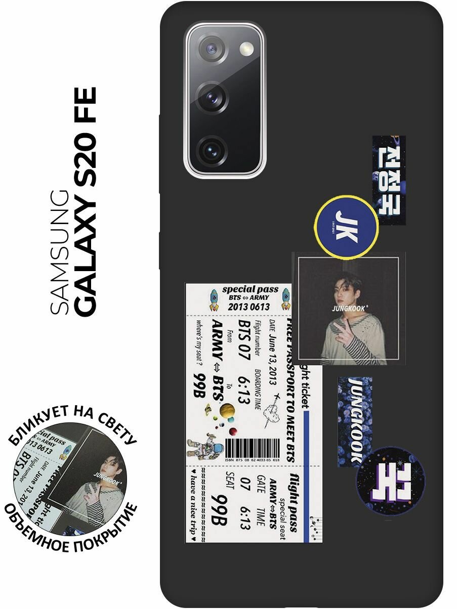 Матовый чехол BTS Stickers для Samsung Galaxy S20 FE / Самсунг С20 ФЕ с 3D эффектом черный
