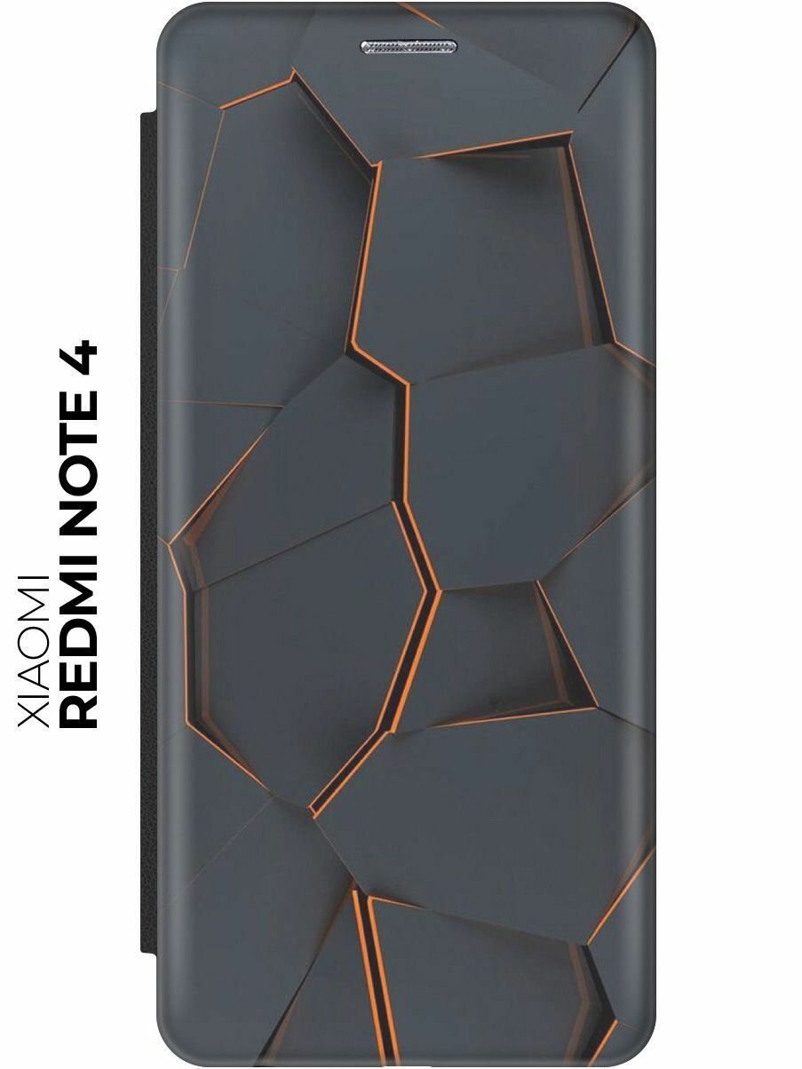 фото Чехол-книжка Графитовый излом на Xiaomi Redmi Note 4 / Note 4X / Сяоми Редми Ноут 4 / Ноут 4Х черный