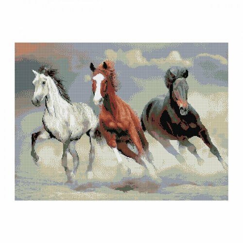 Набор для изготовления алмазной мозаики Три Совы Тройка лошадей, 50x70см, холст, картон. уп. (АМ5070_47582)