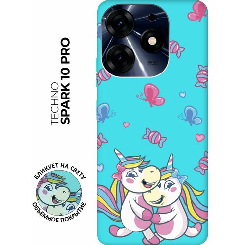 Матовый чехол Unicorns and Candies для Tecno Spark 10 Pro / Техно Спарк 10 Про с 3D эффектом мятный матовый чехол sad raccoon для tecno spark 10 pro техно спарк 10 про с 3d эффектом мятный