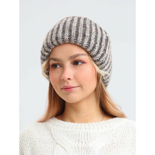 фото Шапка бини шапка женская, демисезон/зима, шерсть, утепленная, размер 57, серый mialè