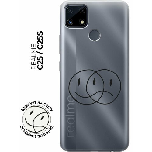 Силиконовый чехол с принтом Two Faces для Realme C25 / C25S / Рилми С25 / С25с силиконовый чехол с принтом true king для realme c25 c25s рилми с25 с25с