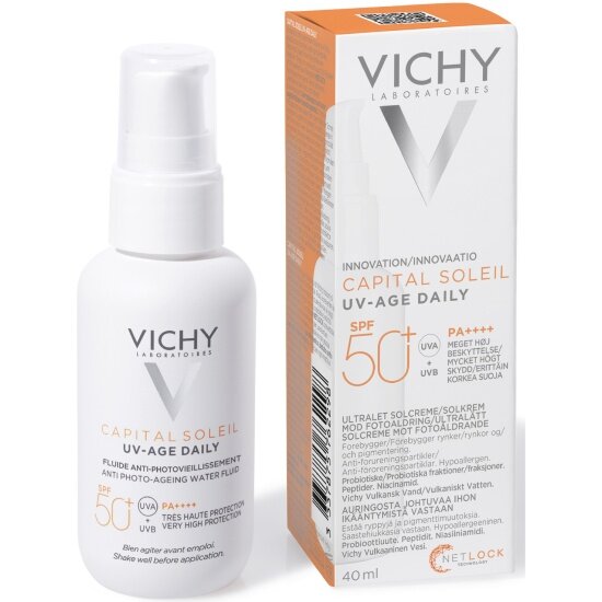 Солнцезащитный флюид для лица Vichy невесомый, против признаков фотостарения SPF50+, 40 мл