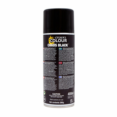 фото Аэрозольная грунтовка citadel для миниатюр chaos black spray 62-02 (400 мл) games workshop