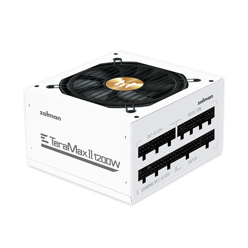 Блок питания Zalman ZM1200-TMX2 WH, 1200W, ATX12V v2.52, APFC, 12cm Fan, 80+ Gold Gen5, Full Modular, White, Retail (ZM1200-TMX2 WH) блок питания atx zalman teramax 850w apfc 120mm fan 80 gold full modular retail