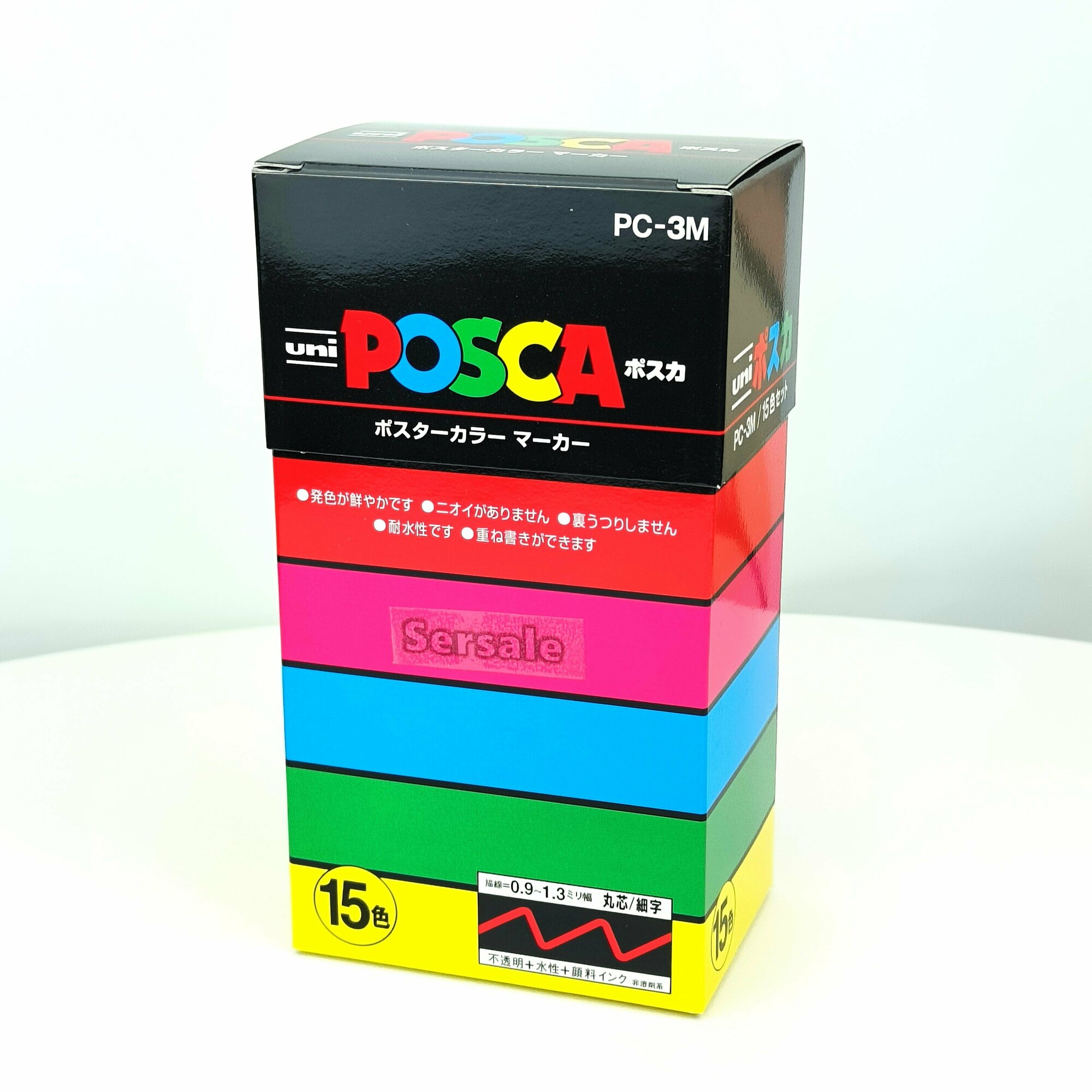 Маркеры UNI Posca PC-3M набор из 15 стандартных цветов толщина 0,9-1,3мм