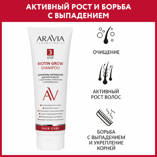 ARAVIA Laboratories Шампунь-Активатор для Роста Волос с Биотином Кофеином и Витаминами Biotin Grow Shampoo 250 мл 300₽
