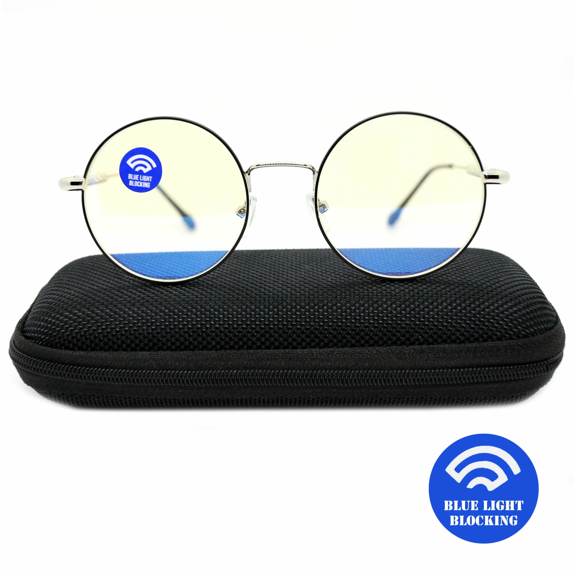 Имиджевые подростковые очки без диоптрий круглые с антикомпьютерной защитой BLUE BLOCKER MATSUDA 2660-С1 компьютерные УФ фильтр UV-400 с футляром
