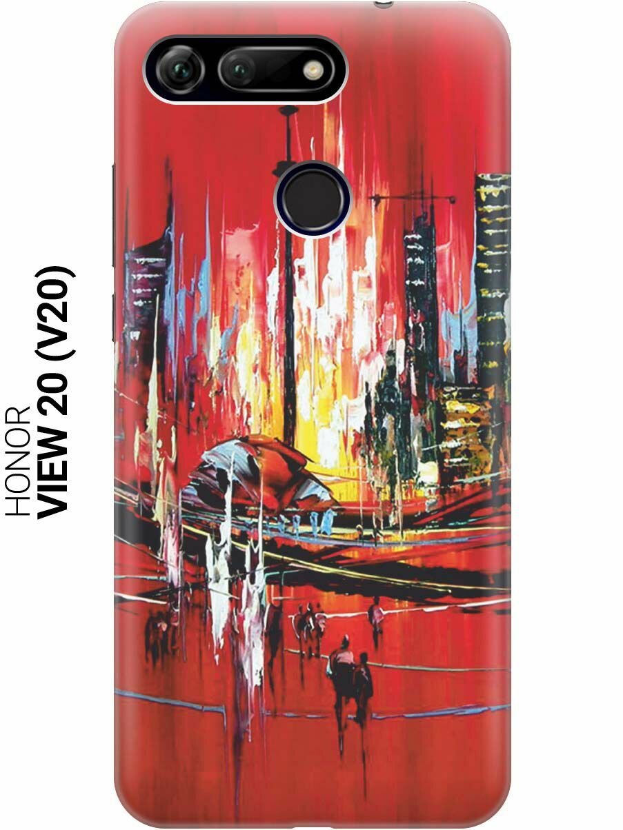 Ультратонкий силиконовый чехол-накладка для Honor View 20 (V20) с принтом "Акварельный город"