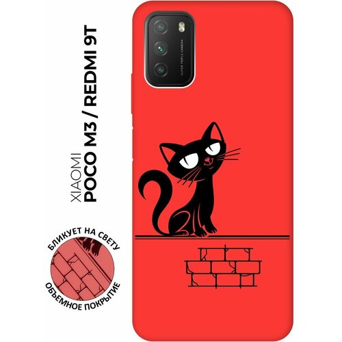 RE: PA Чехол - накладка Soft Sense для Xiaomi Poco M3 с 3D принтом Scratchy and wall красный re pa чехол накладка soft sense 3d для samsung galaxy a72 с принтом scratchy and wall красный