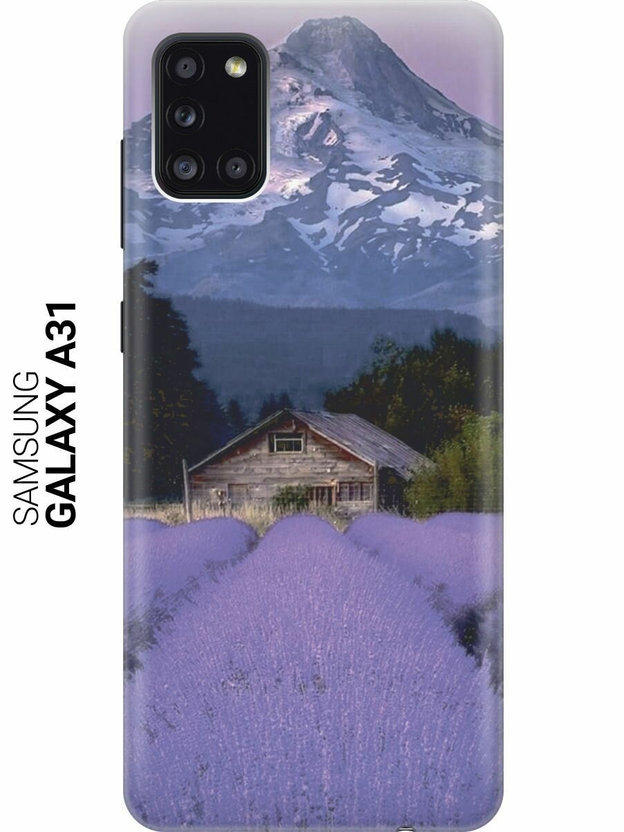 Силиконовый чехол на Samsung Galaxy A31, Самсунг А31 с принтом "Лавандовое поле в горах"