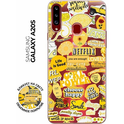 Силиконовый чехол Hippie Stickers на Samsung Galaxy A20s / Самсунг А20с силиконовый чехол с принтом space stickers для samsung galaxy a20s самсунг а20с