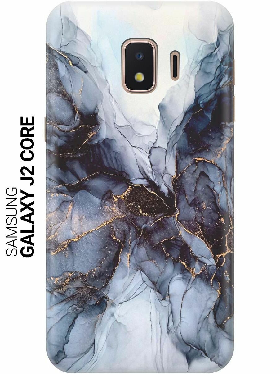 Ультратонкий силиконовый чехол-накладка для Samsung Galaxy J2 Core с принтом "Черно-белый мрамор"