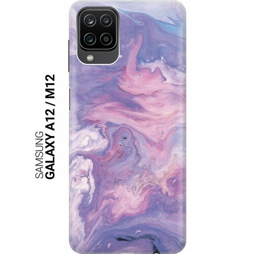 Ультратонкий силиконовый чехол-накладка для Samsung Galaxy A12 с принтом Purple Marble ультратонкий силиконовый чехол накладка для samsung galaxy a02s с принтом purple marble