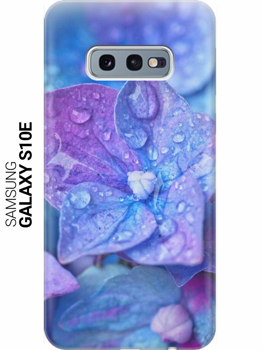 Ультратонкий силиконовый чехол-накладка для Samsung Galaxy S10e с принтом "Голубой цветочек"