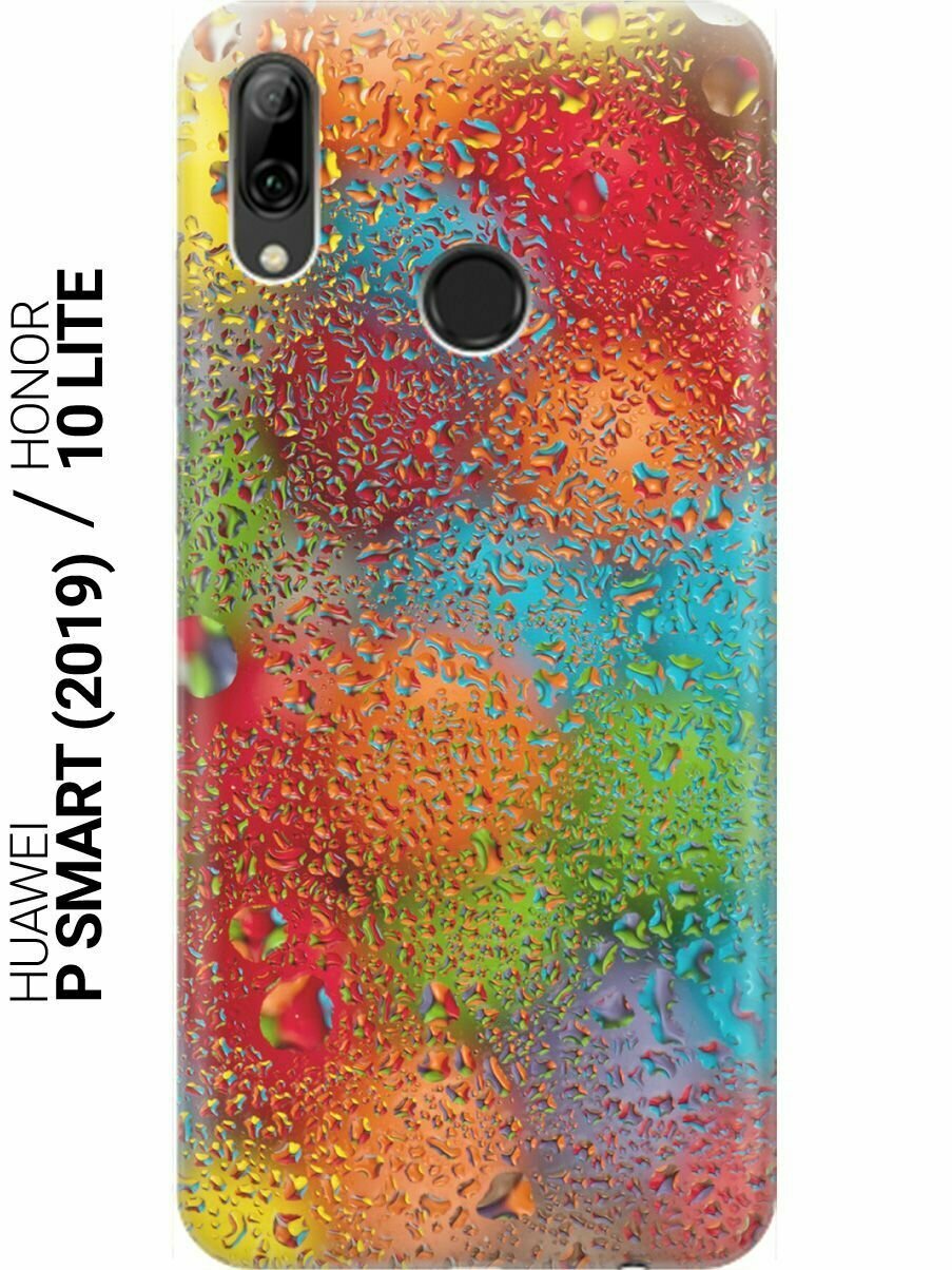 Ультратонкий силиконовый чехол-накладка для Huawei P Smart (2019), Honor 10 Lite с принтом "Капли и разноцветные шары"