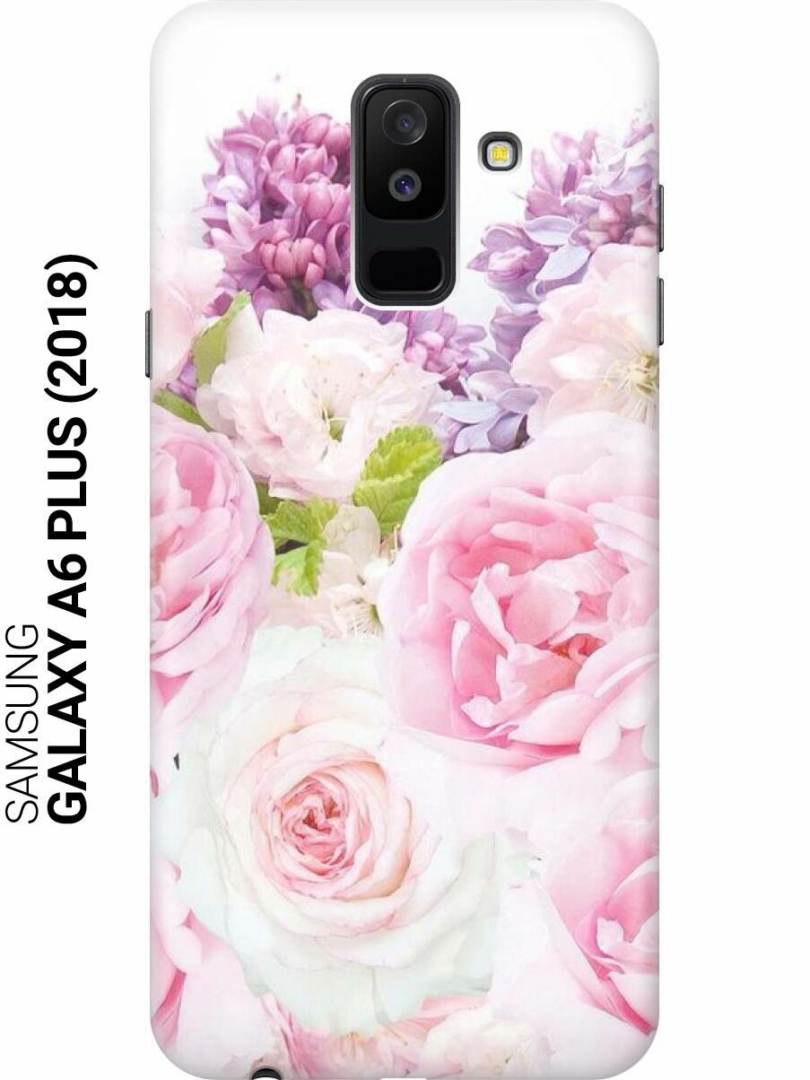 GOSSO Ультратонкий силиконовый чехол-накладка для Samsung Galaxy A6 Plus (2018) с принтом "Розовый букет"