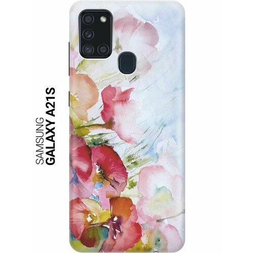 Ультратонкий силиконовый чехол-накладка для Samsung Galaxy A21s с принтом Акварельные цветы ультратонкий силиконовый чехол накладка для samsung galaxy s20 с принтом акварельные цветы