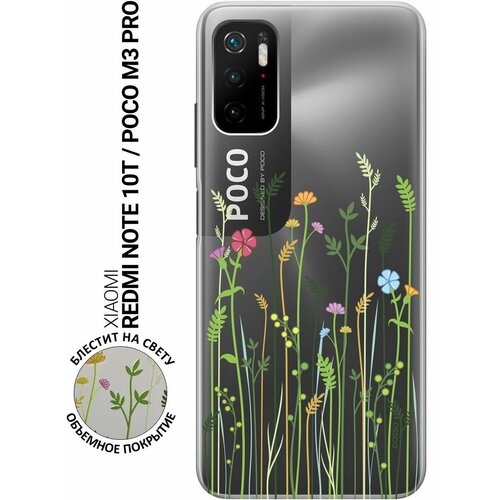 Силиконовый чехол на Xiaomi Redmi Note 10T, Poco M3 Pro, Сяоми Поко М3 Про, Сяоми Редми Ноут 10Т с 3D принтом Flowers and Fern прозрачный силиконовый чехол на xiaomi redmi note 10t poco m3 pro сяоми поко м3 про сяоми редми ноут 10т silky touch premium witch and boiler сиреневый