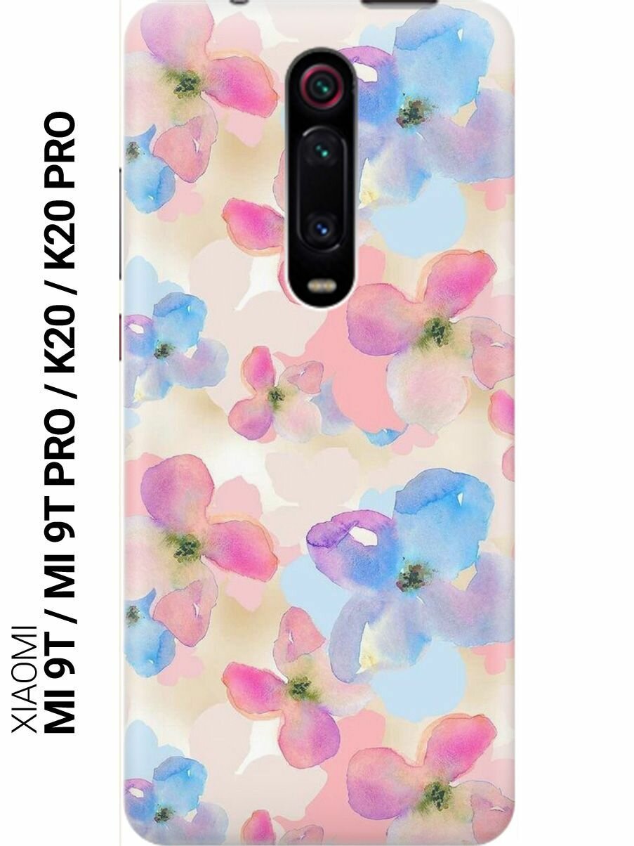 Ультратонкий силиконовый чехол-накладка для Xiaomi Mi 9T / Mi 9T Pro / K20 / K20 Pro с принтом "Фиалки акварелью"