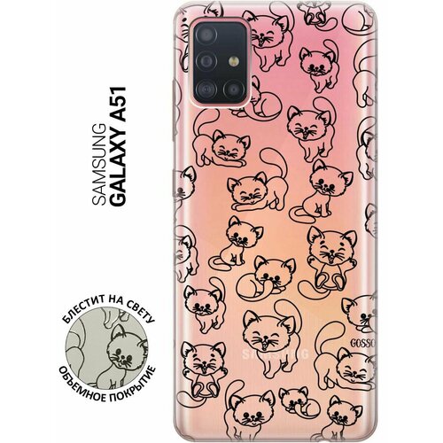 Ультратонкий силиконовый чехол-накладка для Samsung Galaxy A51 с 3D принтом Cute Kitties ультратонкий силиконовый чехол накладка transparent для samsung galaxy note 10 с 3d принтом cute kitties