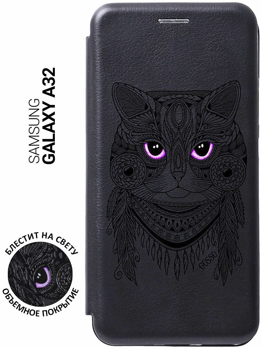 Чехол-книжка Book Art Jack для Samsung Galaxy A32 с принтом "Grand Cat" черный