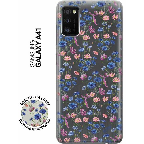 Ультратонкий силиконовый чехол-накладка для Samsung Galaxy A41 с 3D принтом Lovely Cornflowers ультратонкий силиконовый чехол накладка для huawei p40 с 3d принтом lovely cornflowers