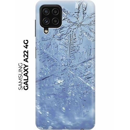 Силиконовый чехол Снежинка на голубом на Samsung Galaxy A22 / M32 / M22 / Самсунг А22 / М32 / М22 силиконовый чехол букет на голубом на samsung galaxy a22 m32 m22 самсунг а22 м32 м22