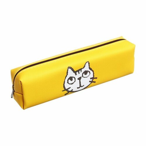 Пенал школьный Котик на молнии желтый 552₽