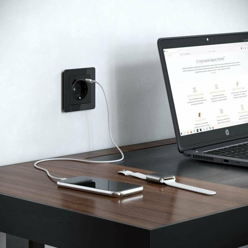 Рамка пластик 1 пост WERKEL Acrylic / W0012708 черная — фото 1