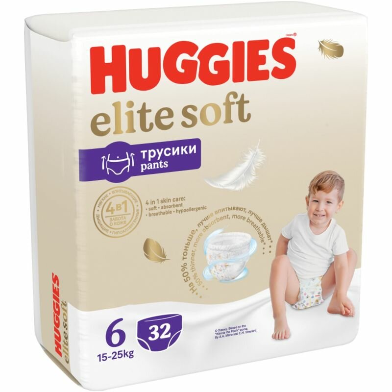 Подгузники-трусики детские HUGGIES Elite Soft 6, 15–25кг, 32шт