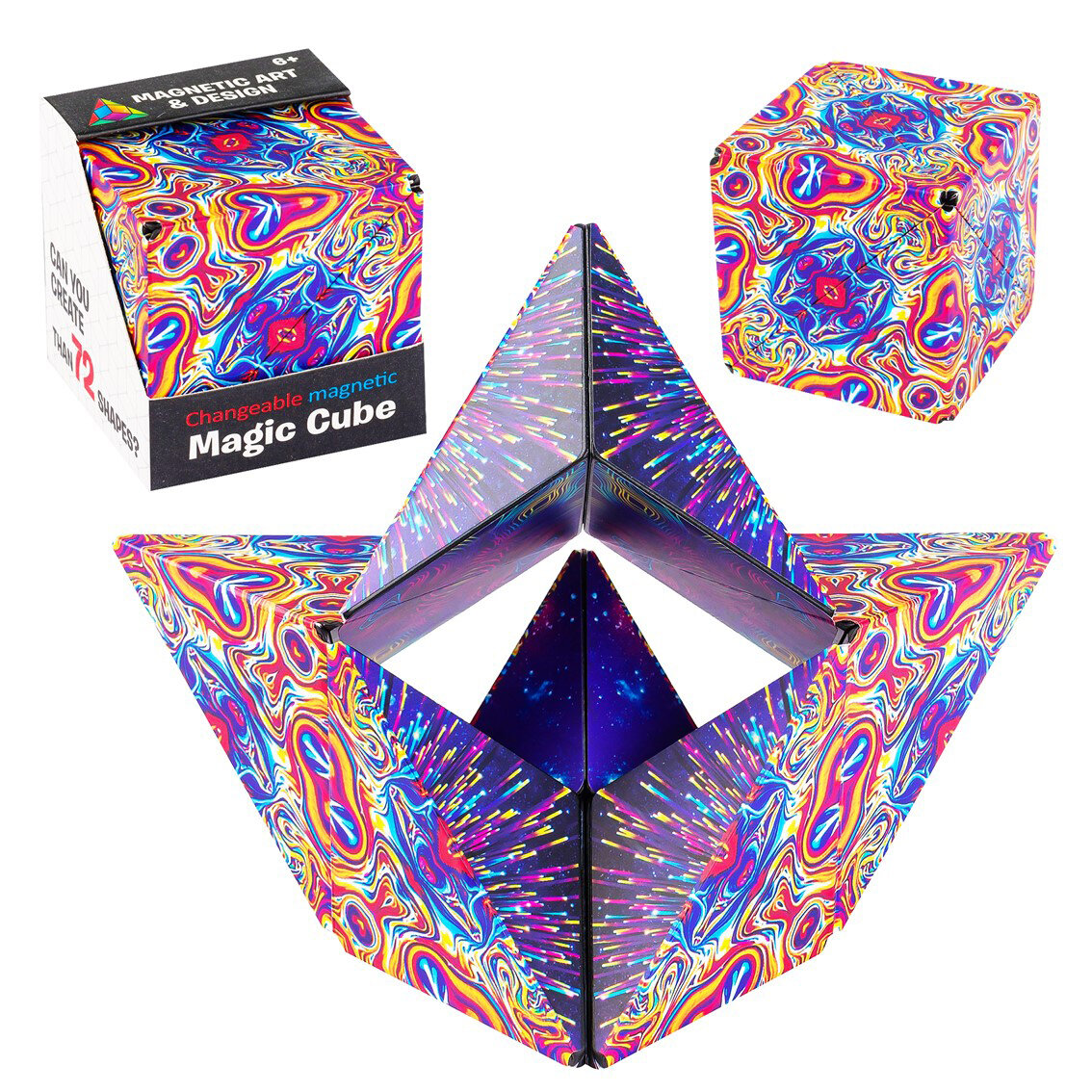 Магнитный 3D волшебный куб-головоломка Magic cube подарок для детей и взрослых, "Галактика"