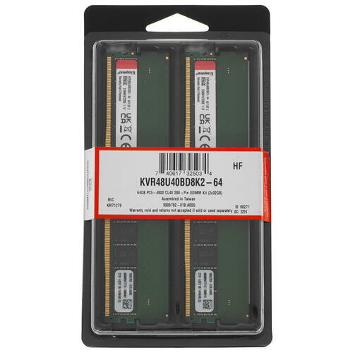 Kingston DRAM 64GB 4800MT/s DDR5 Non-ECC CL40 DIMM (Kit of 2) 2Rx8 EAN: 740617325034 - фото №4