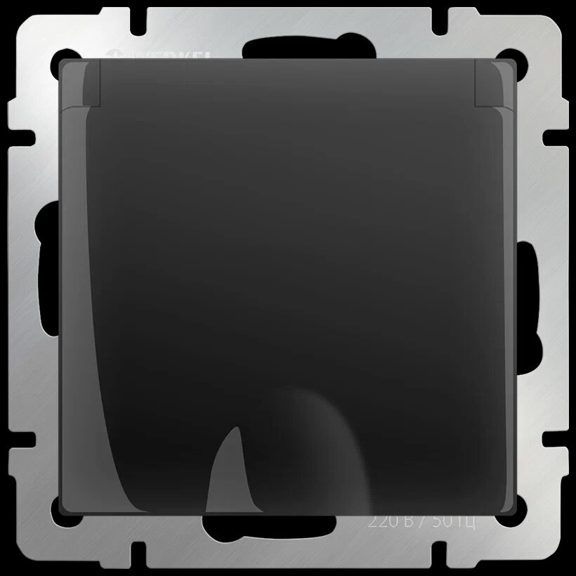 Розетка Werkel влагозащитная с заземлением с защитной крышкой и штоорками, цвет черный матовый - фотография № 6