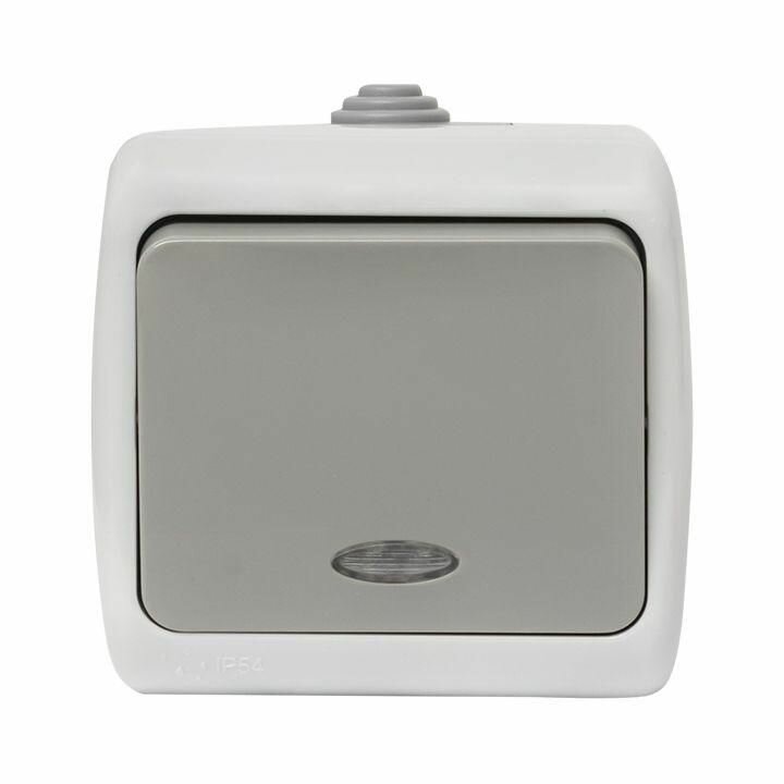 EFV10-121-30-54 Мурманск Выключатель 1 -клавишный с индикатором 10А IP54 серый EKF - фото №6