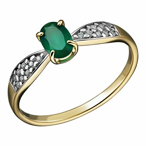 фото Кольцо помолвочное uvi, серебро, 925 проба, золочение, агат, фианит, серебряный