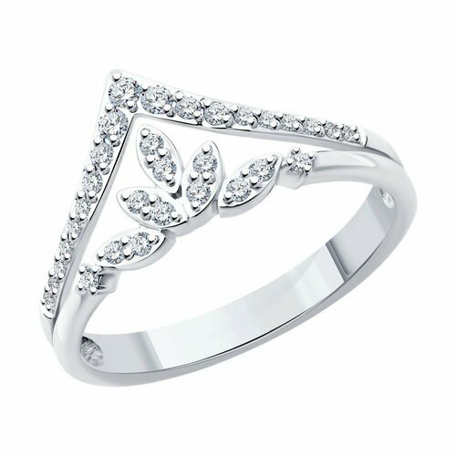 фото Кольцо diamant online, белое золото, 585 проба, бриллиант, размер 16.5, прозрачный