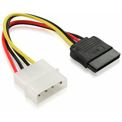 кабель питания разветвитель sata gcr sata 15pin molex 4pin sata 15pin Кабель питания MOLEX 4pin / SATA 15pin GCR 15см