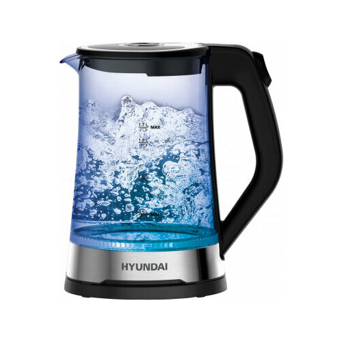 Чайник электрический Hyundai HYK-G3401 1.7л. 2200Вт черный/серебристый (корпус: стекло)