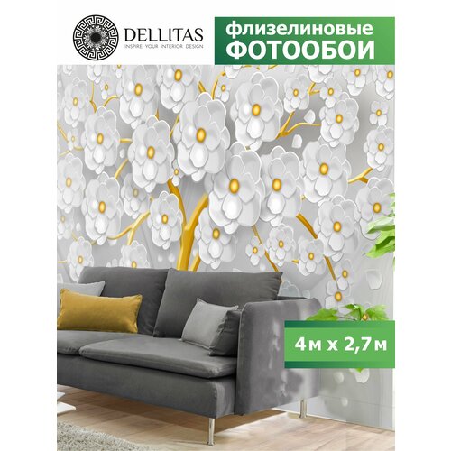 Бумажные фотообои Dellitas Дерево с цветами 400*270 см