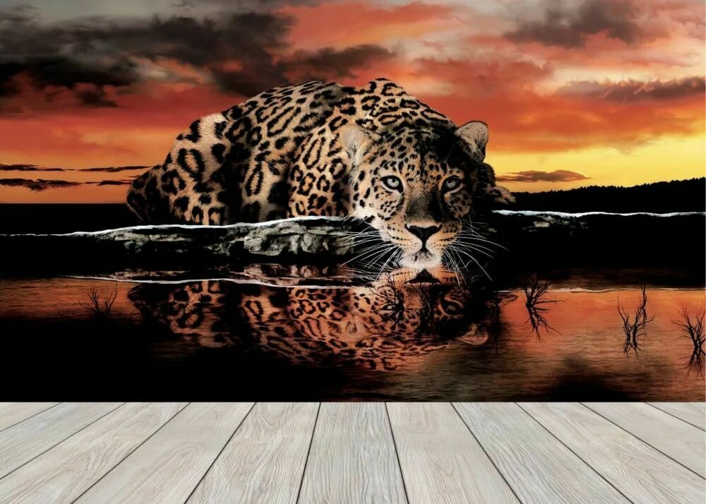 Фотообои "Леопард" на флизелине 390х270мм