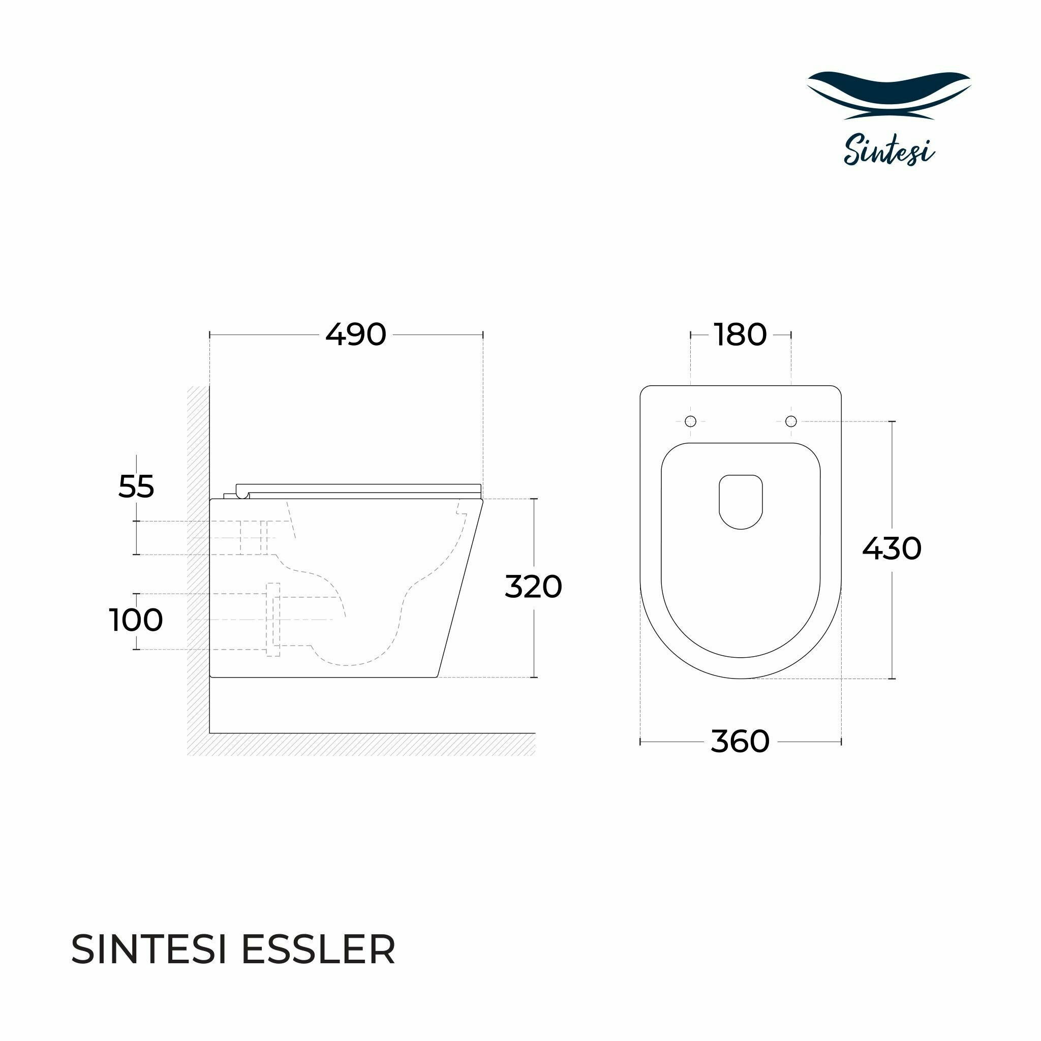 Подвесной унитаз SinteSi EVI белый, матовый, микролифт - фото №12