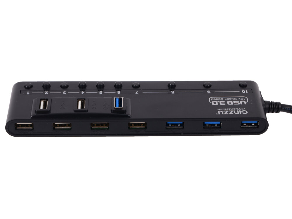 USB-концентратор Ginzzu GR-380UAB разъемов: 10