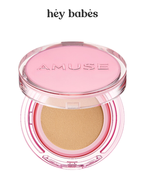 Тональный кушон с сияющим финишем в бежевом оттенке AMUSE Dew Power Vegan Cushion SPF 50+ 03 Honey